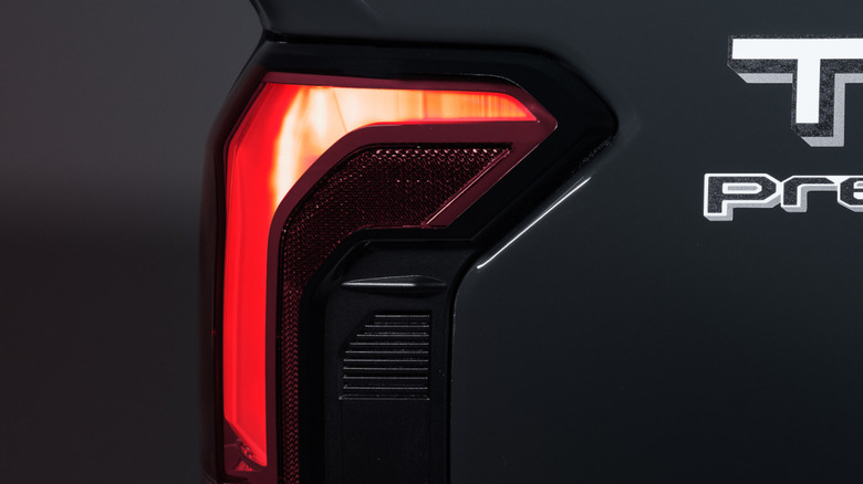 Close up view of 2026 Toyota Tacoma taillight.