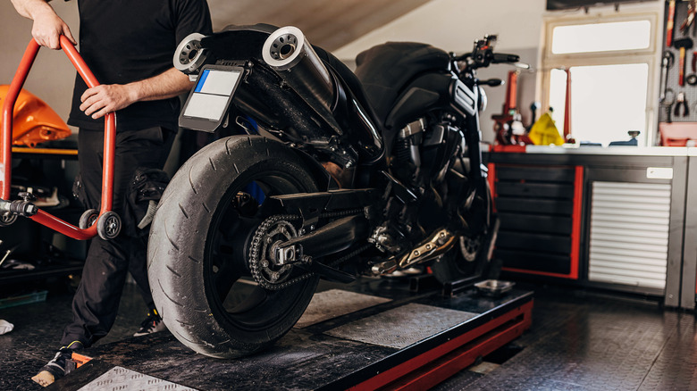 Motorcycle in the shop