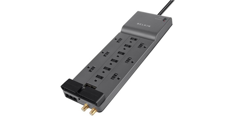 A surge protector with coaxial cable connectors