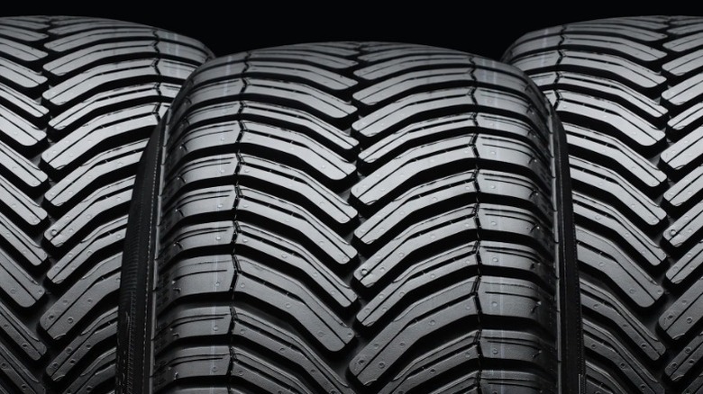 an image of directional tires showing the v-shaped tread pattern