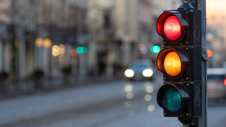 traffic light in a city