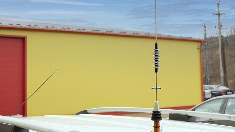 A CB antenna magnetic roof mount.