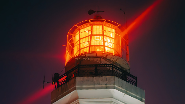Lighthouse emitting red light