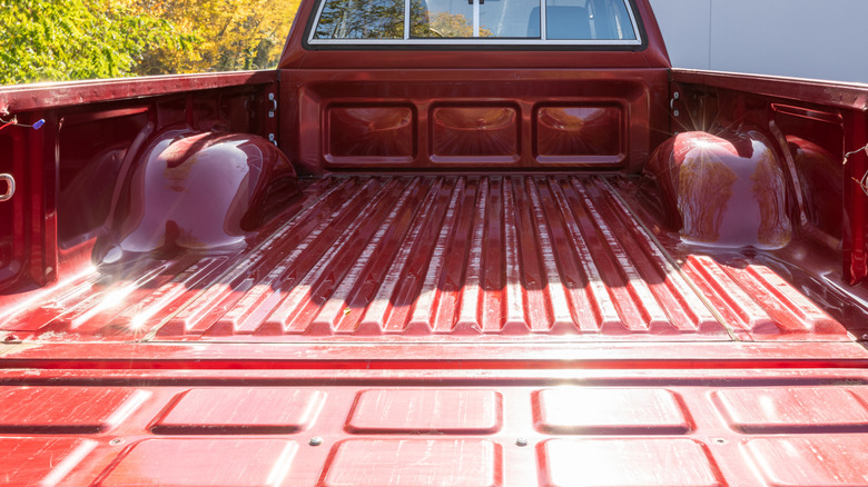 Truck bed with tailgate down