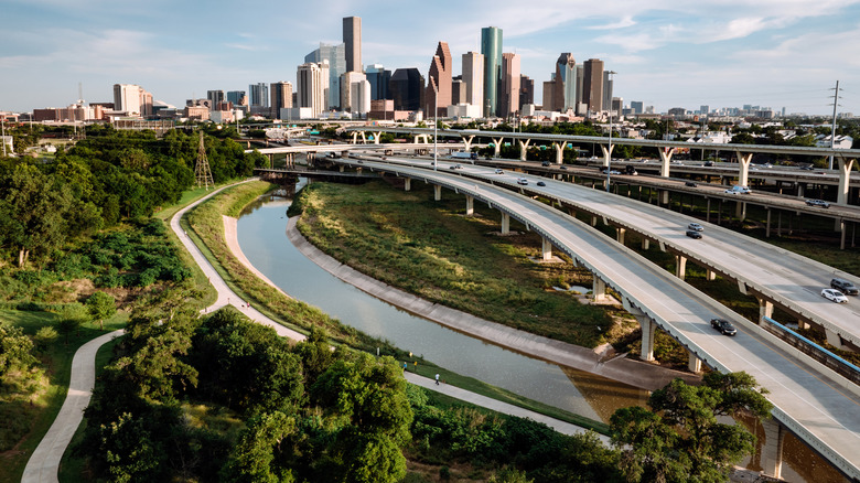 A view of Houston high overpasses