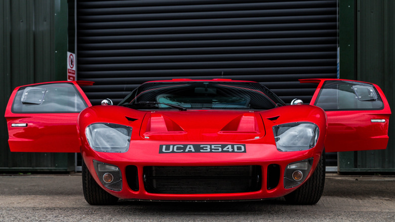 Front view of a red Ford GT40
