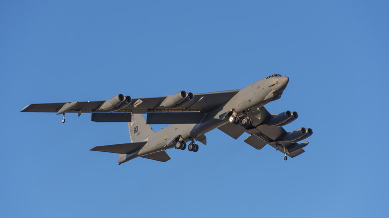 B-52 bomber in mid air