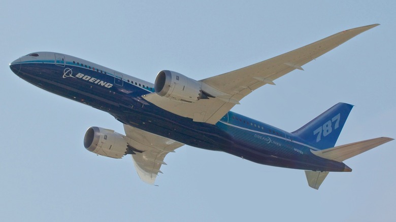 A Boeing 787 in flight