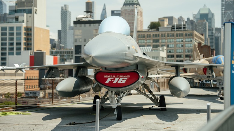 F-16 jet stowed