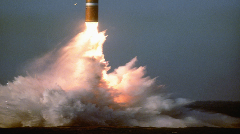 A Trident missile launching during a test