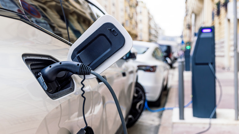 Electric cars being charged