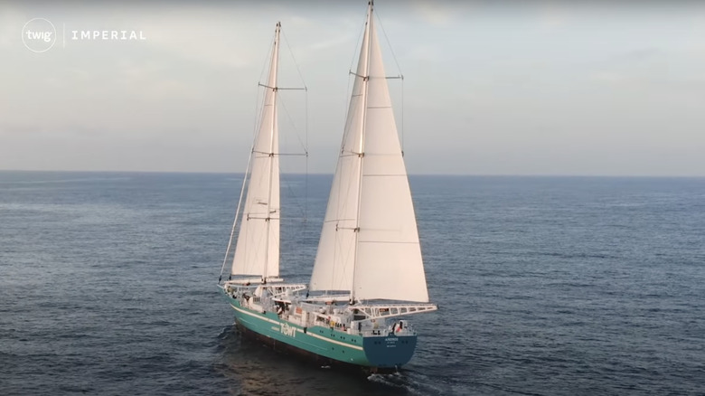 Sailing cargo ship Anemos on open water