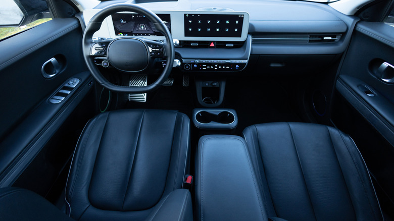 Interior of a Hyundai Ioniq model with a center console