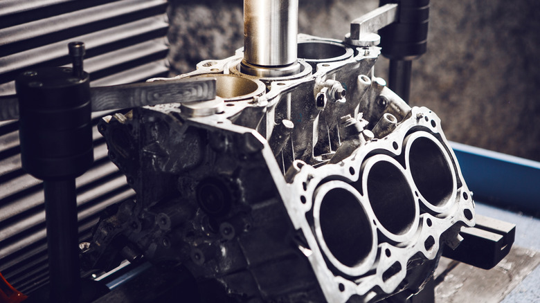 three cylinder engine with head removed