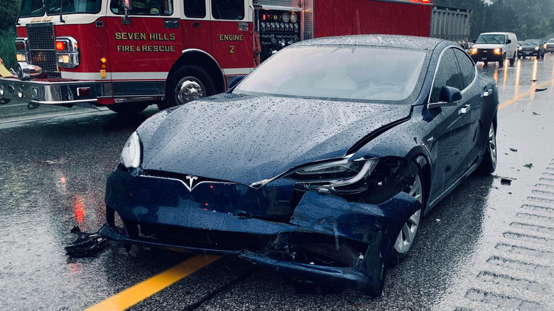 accident damaged tesla