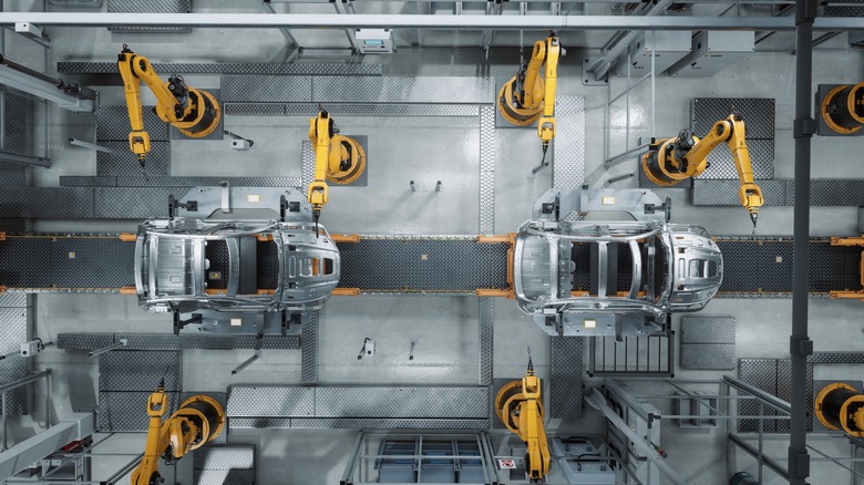 car factory from the top view