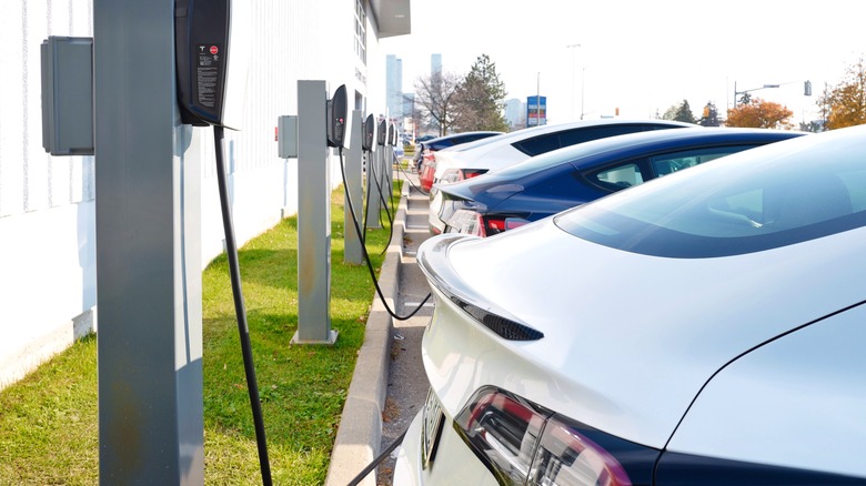 Electric cars charging 