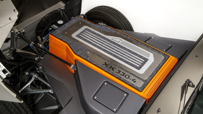 Jaguar E-type battery engine bay