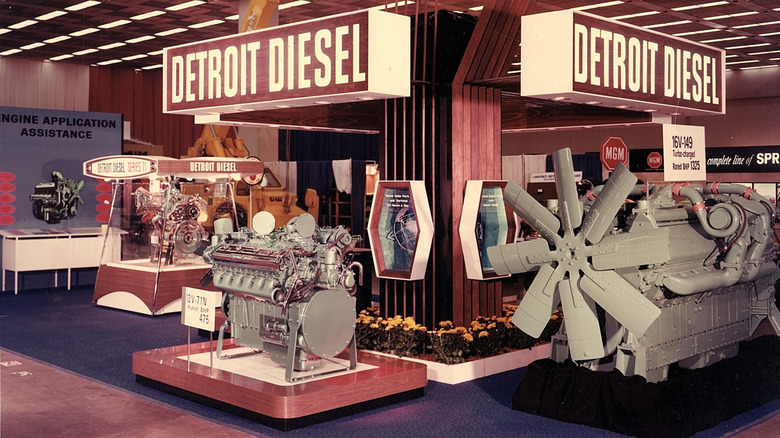 Detroit Diesel engine display at trade show