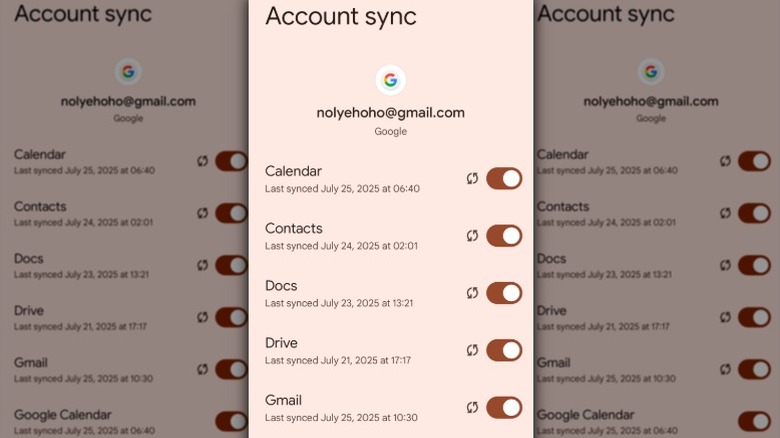 Android Gmail Account sync settings