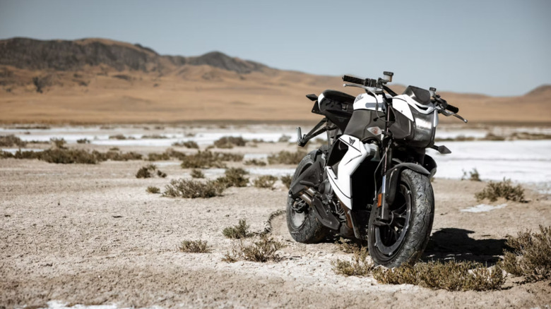 Buell bike standing in a deserted area