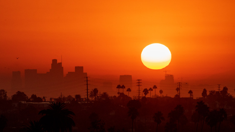 orange sunrise over LA