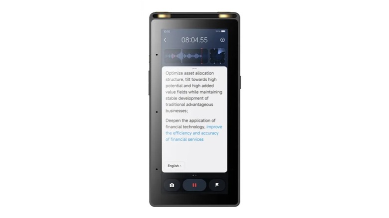 Stock image of black rectangular voice recording device with screen