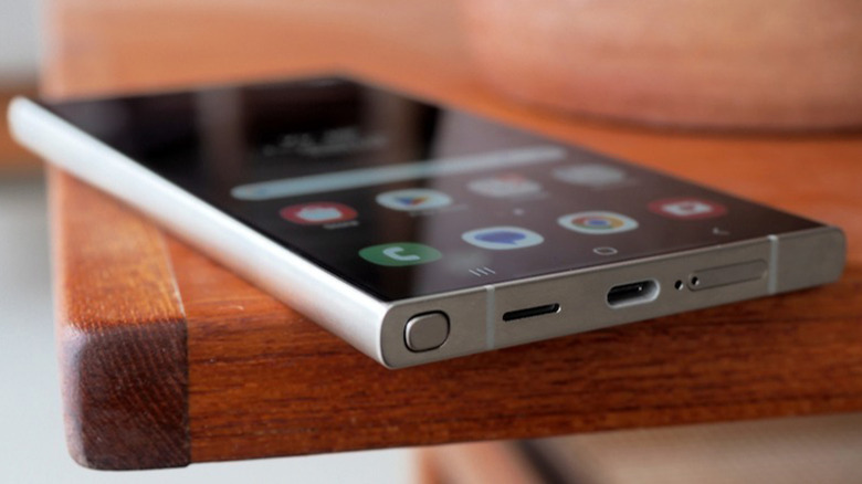 A Samsung Galaxy S24 Ultra on a coffee table