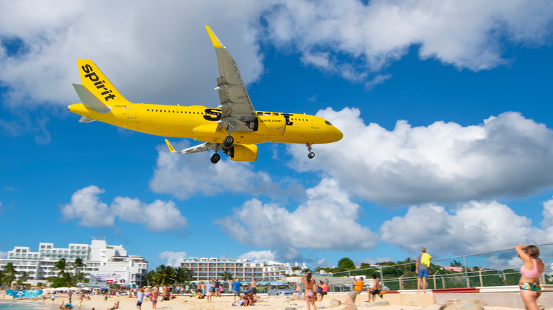Spirit Airlines Airbus A320 Neo landing over beach