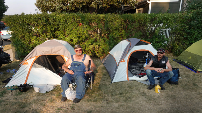 A picture of bikers camping in Sturgis during the rally