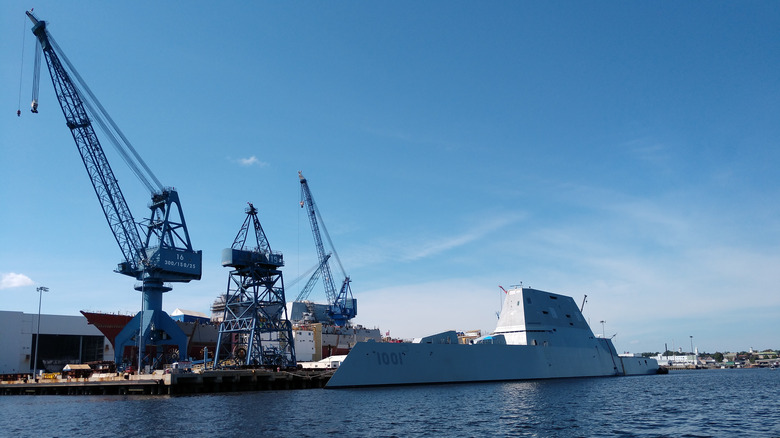 The USS Michael Monsoor, the second of the Zumwalt-class destroyers at Bath Iron Works in Maine