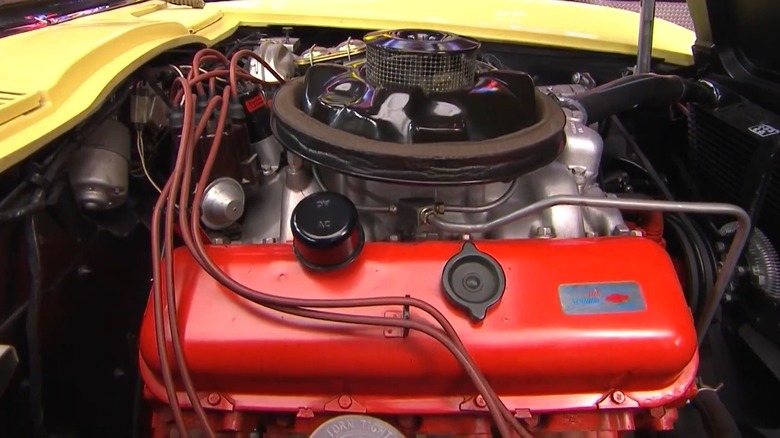1967 L88 engine under the hood of Corvette, right-side view