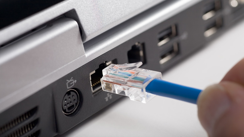 Plugging in ethernet cable
