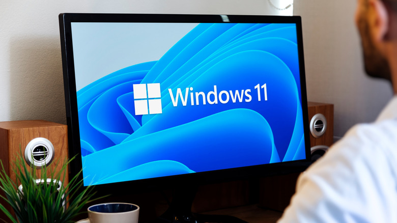 Windows 11 logo on PC monitor