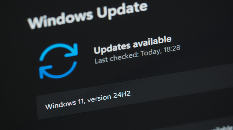 Windows 11 updates on laptop screen