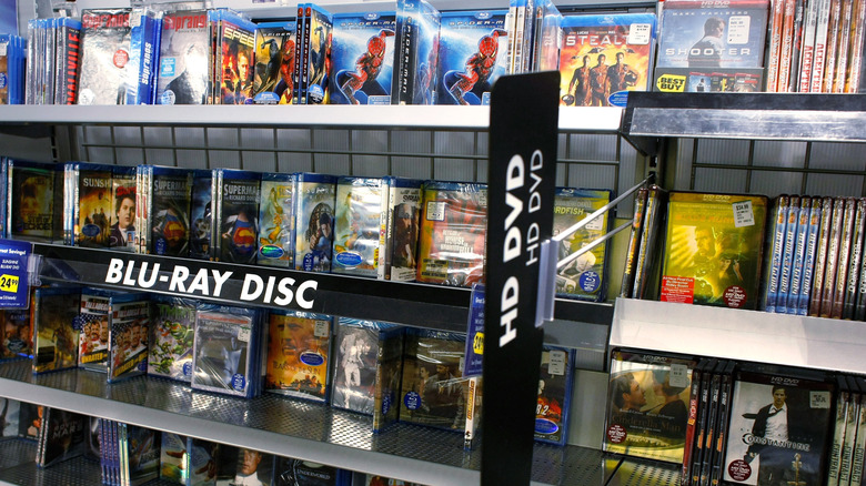 A store selling Blu-ray discs of movies