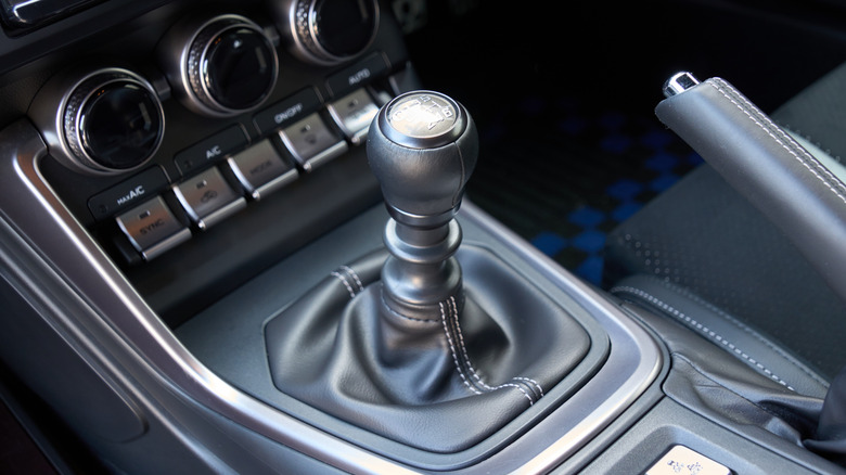 A shot of a manual gear shift