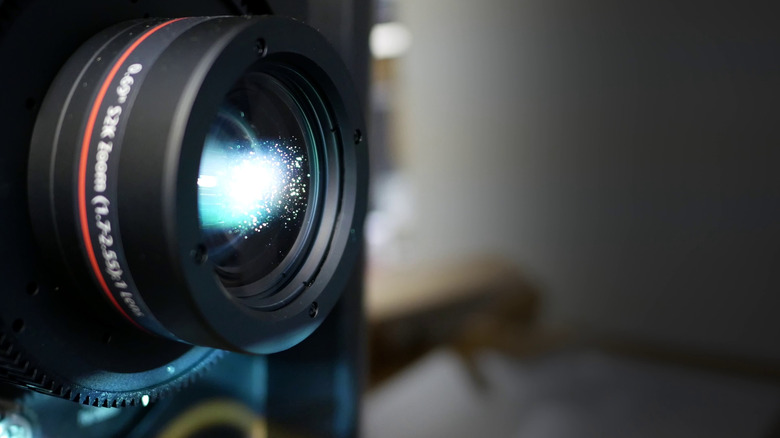 Close up shot of a digital theatrical film projector