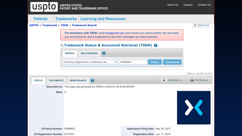 Meta's own X trademark 