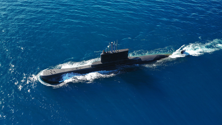 aerial footage of submarine