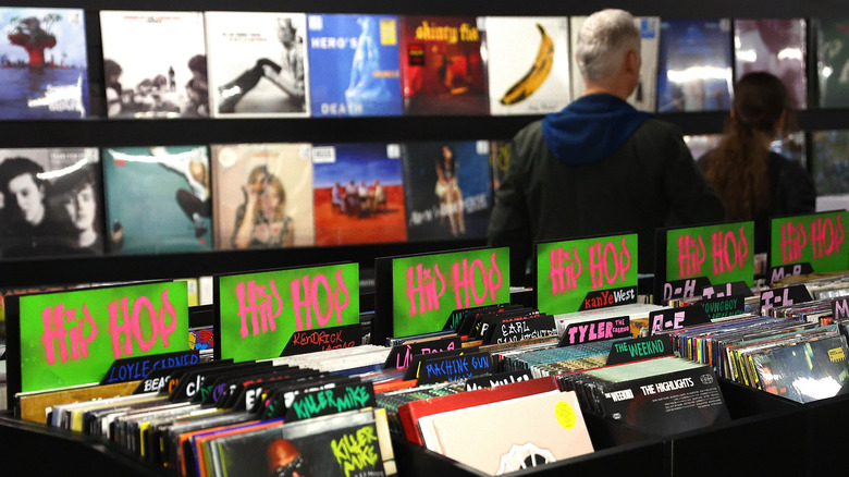 record store vinyl on display