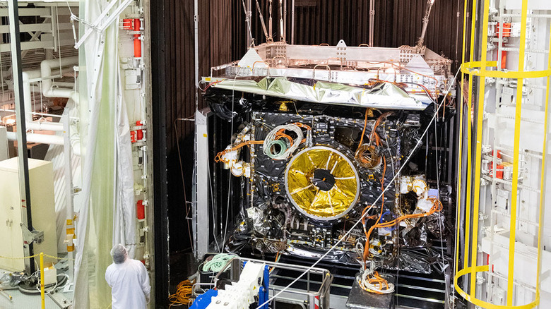 Psyche spacecraft in vacuum chamber