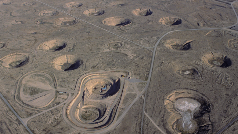 Numerous craters from different nuclear bomb tests