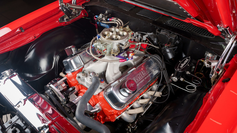 The V8 engine in a 1969 Chevrolet Chevelle SS