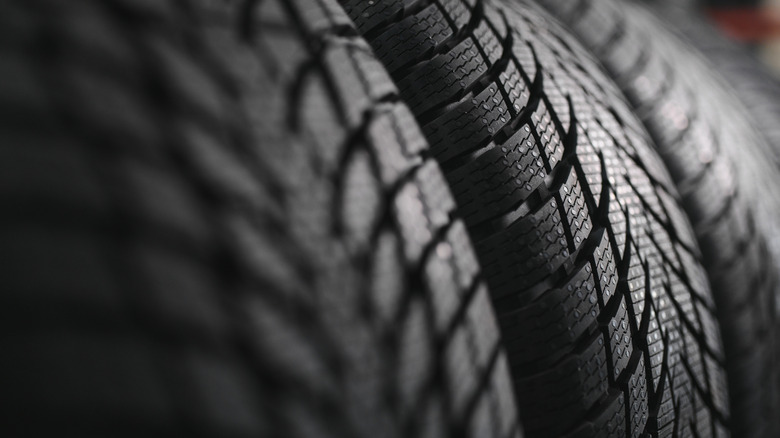 Close-up shot of some tires