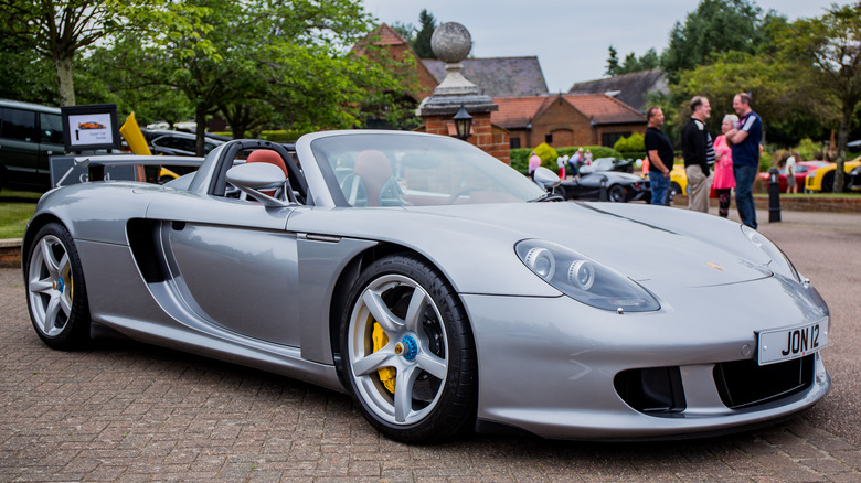 Silver Porsche Carrera GT front view