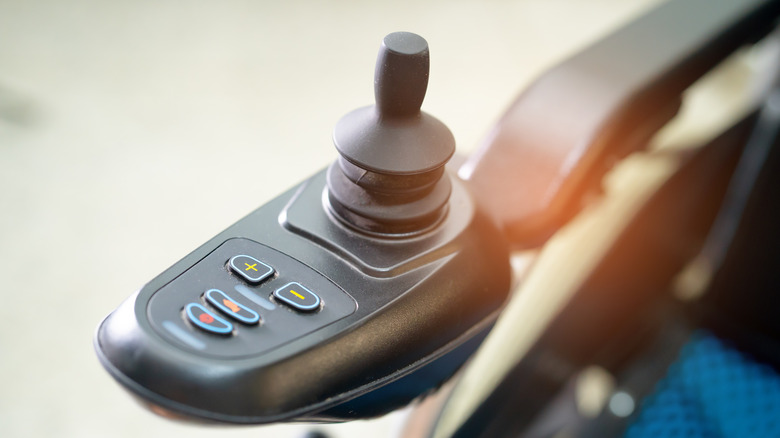 Control joystick on electric wheelchair