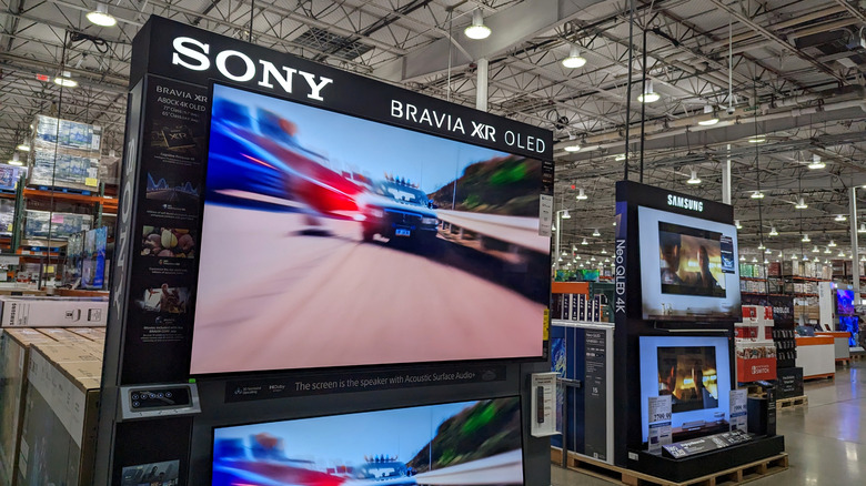 Sony and Samsung TVs on display in Costco