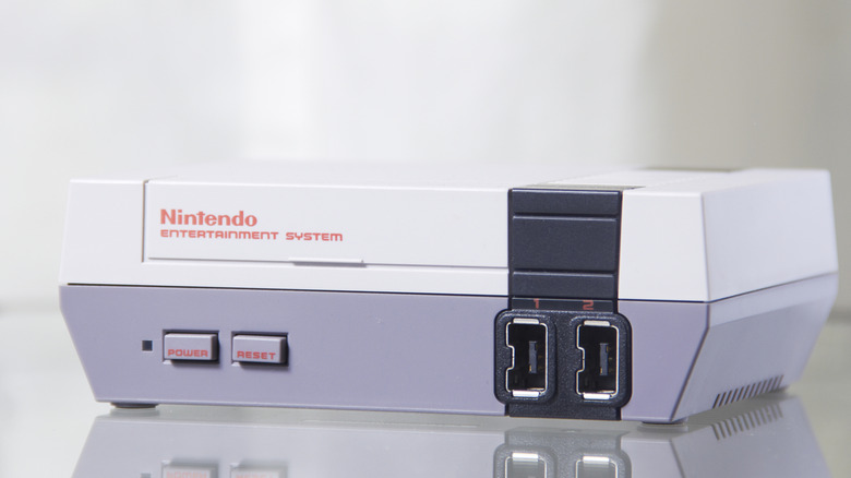 A NES Classic console on a table.