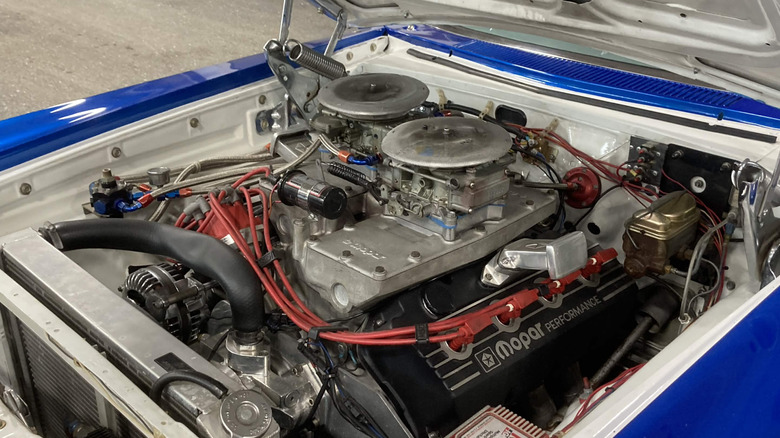 572 c.i. Hemi in custom Dodge Dart dragster, front-left view